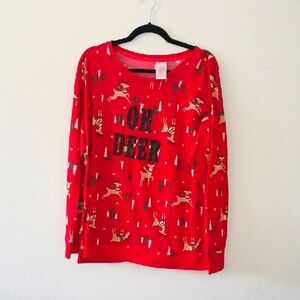 Secret Treasures Red Holiday Pajama Top